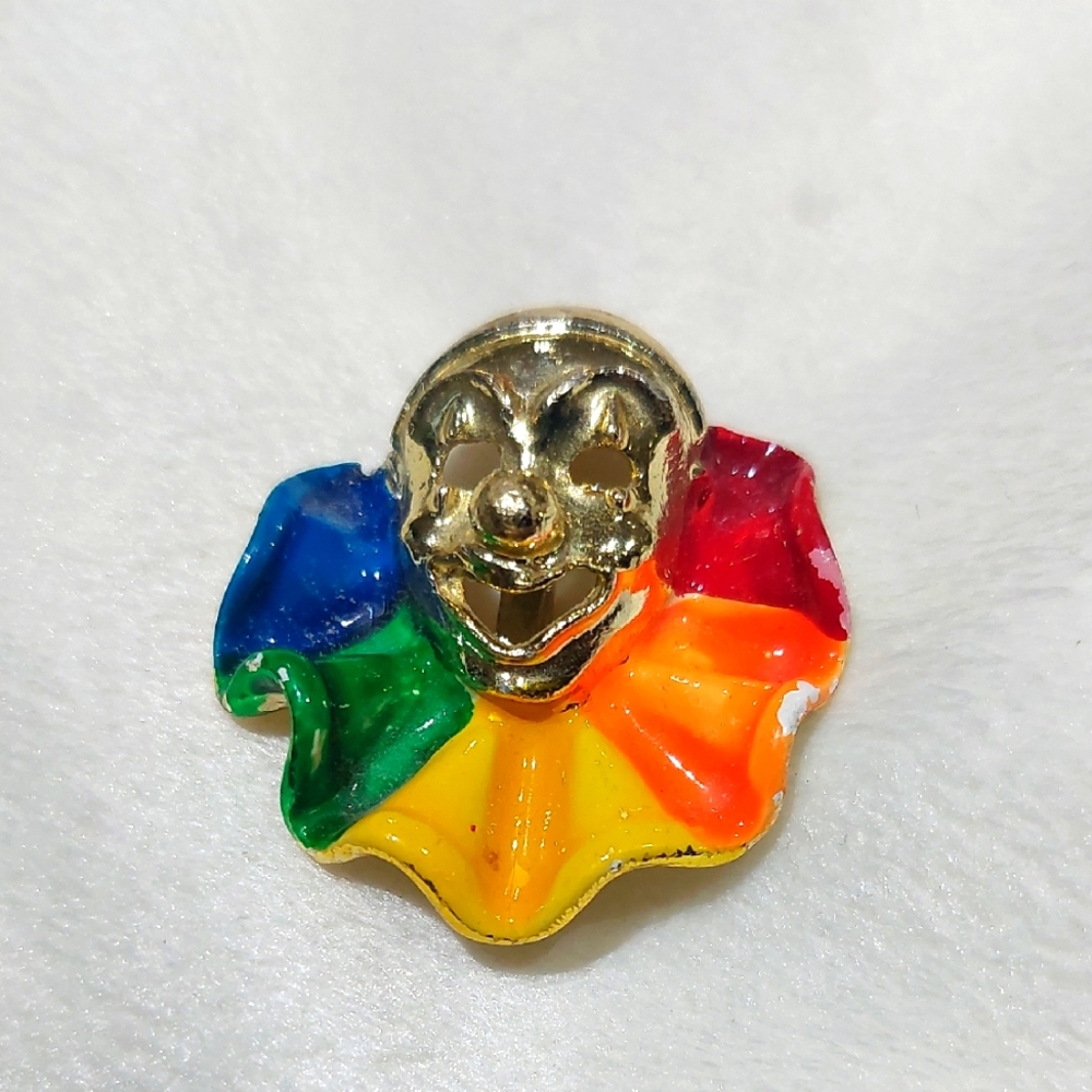 Vintage Colorful Clown Face Pin